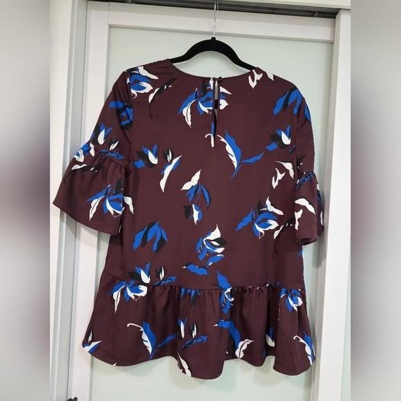 Halogen Floral Ruffle Sleeve Top - Multicolor - Picture 12 of 16